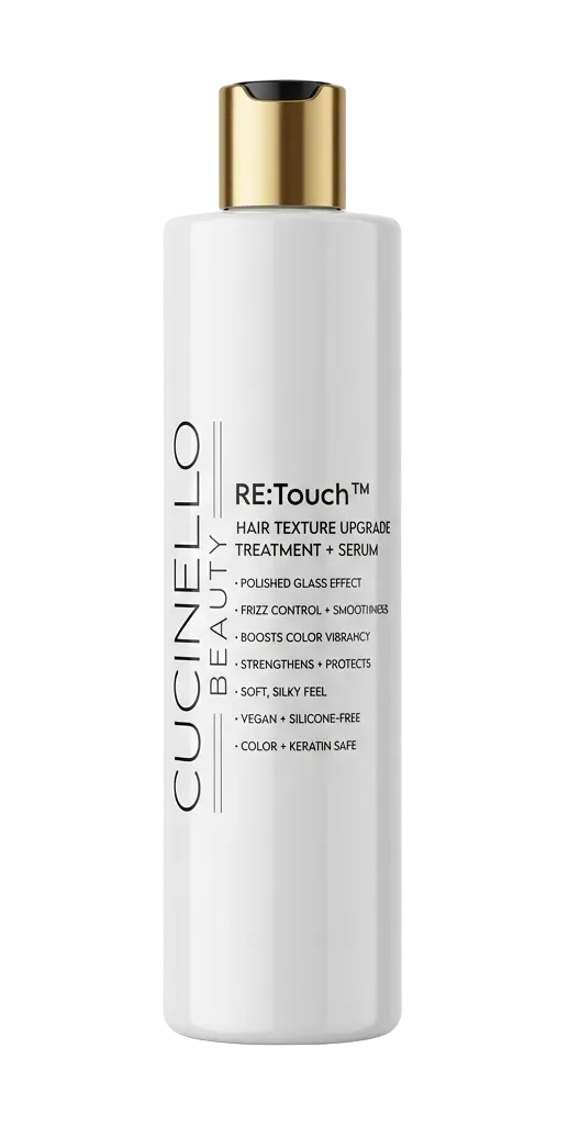 Cucinello Beauty RE:Touch hair texture product bottle on a white background